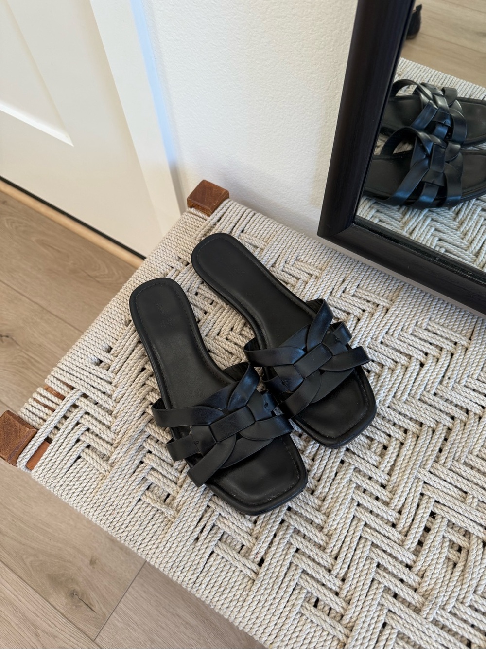 Women’s Black Braided Slide Sandals size 9